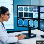임상병리사로서의 평생 학습 중요성 - A modern clinical laboratory scene showcasing diverse lab professionals actively engaging with cutti...