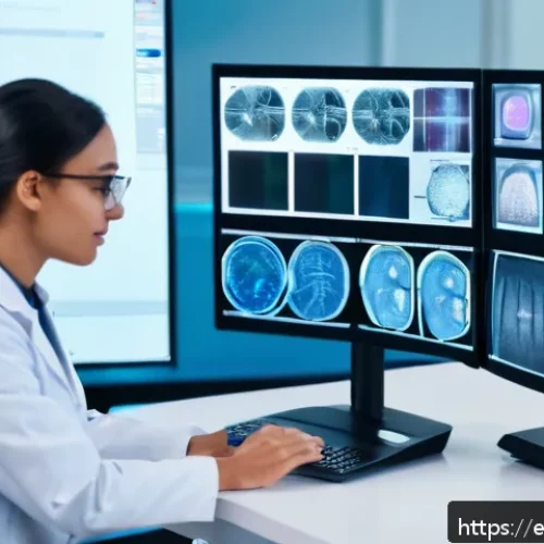 임상병리사로서의 평생 학습 중요성 - A modern clinical laboratory scene showcasing diverse lab professionals actively engaging with cutti...
